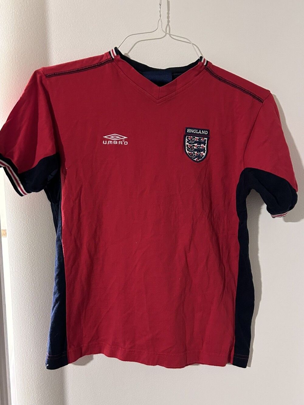 Vintage Umbro England Team Football Soccer Shirt Youth GB LB 30/31” 77/79 cm